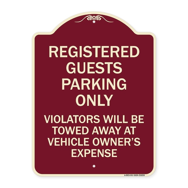 Registered Guest Parking Only Violators Will Be Towed Away at Vehicle Owners Expense, BU-1824-23228